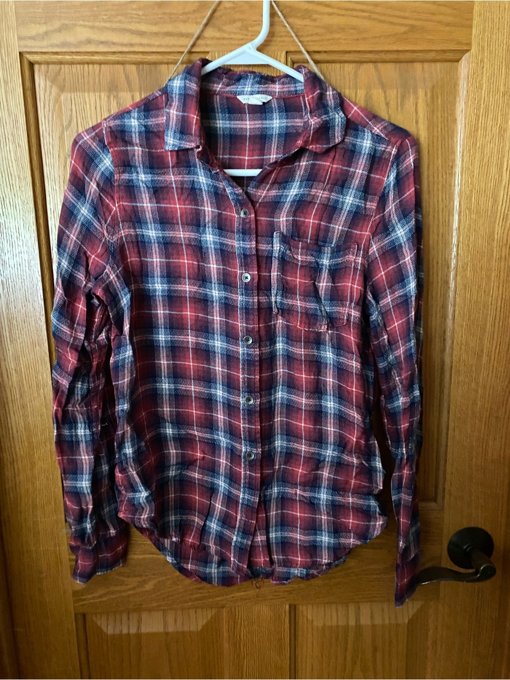 Aeropostale Red and Blue Plaid Button-Down Shirt
